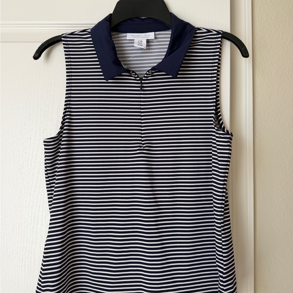 Sincerely Jules Navy and White Striped Sleeveless Top